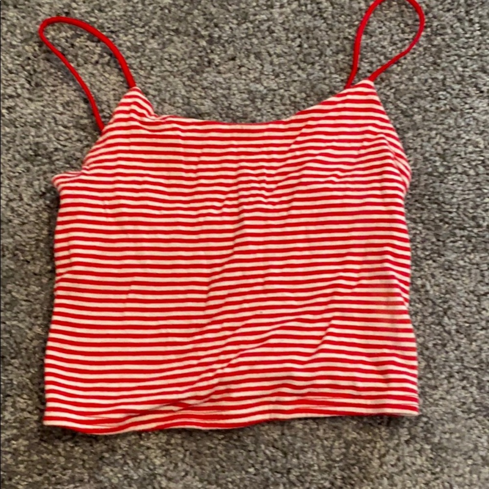 red and white striped cropped tank